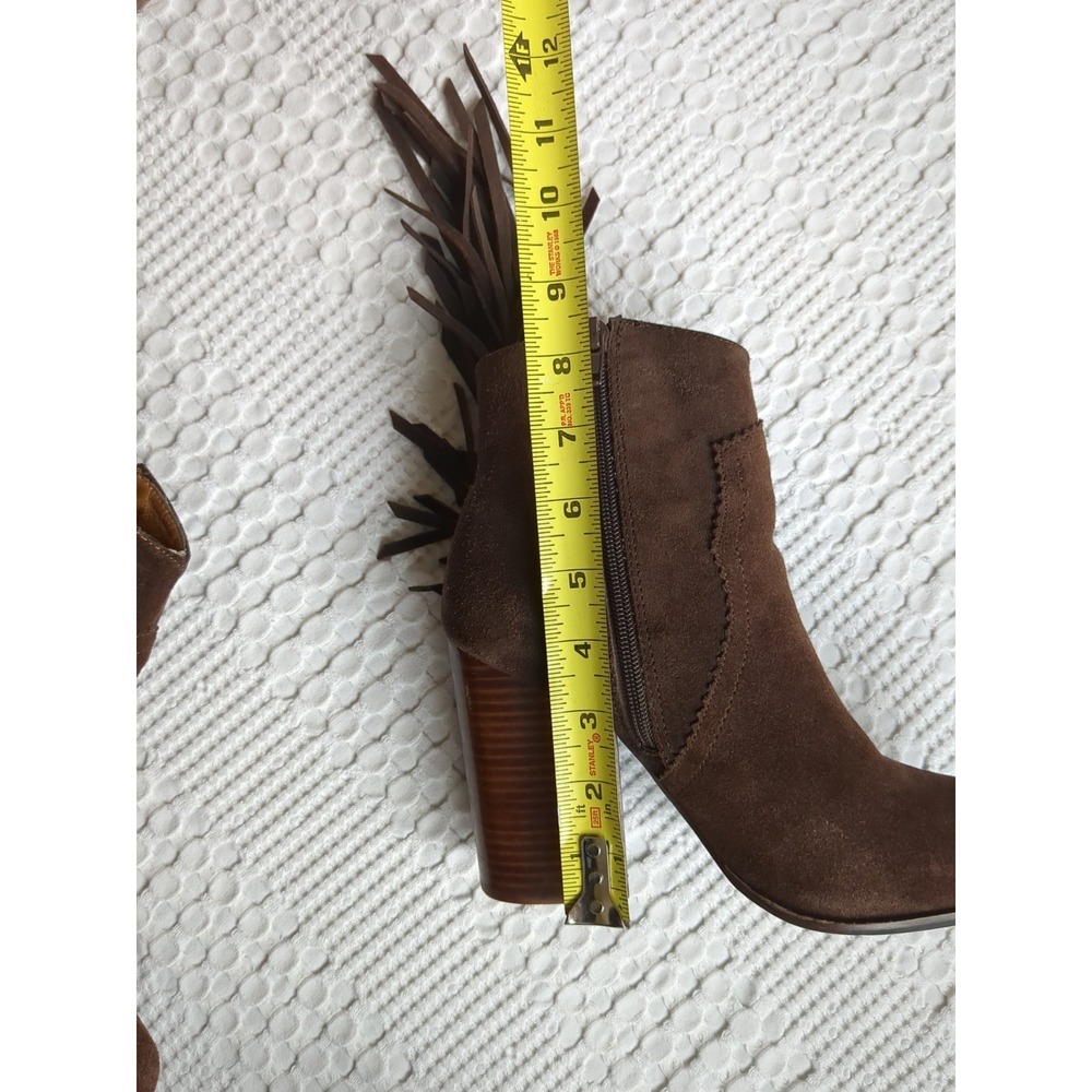 Jeffrey Campbell Fringe Western Heeled Ankle Boots Zip Chocolate Brown Size 7.5 - Picture 10 of 12